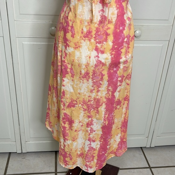 Sincerely Jules Womens Tie Dye Orange/Pink Spaghetti Strap Sundress Size Medium - Picture 2 of 14